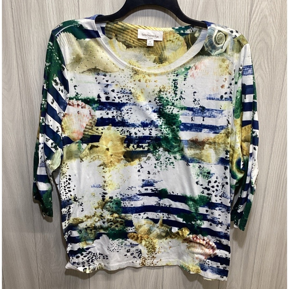 BRECKENRIDGE Women's (Size 3X) 3/4 Sleeve Round Neck Shirt Polyester